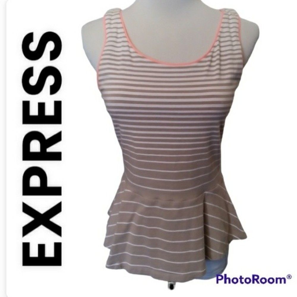 PEPLUM TOP SLEEVELESS BLOUSE STRIPED SMALL WOMENS SMALL NWOT